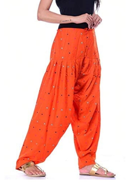 Samridhi Collections Women's Rayon Patiyala With Embroidered Booti (Orange)…
